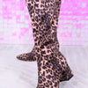 Mode Pointed Toe Slim Fit Tall Boots - Leopard