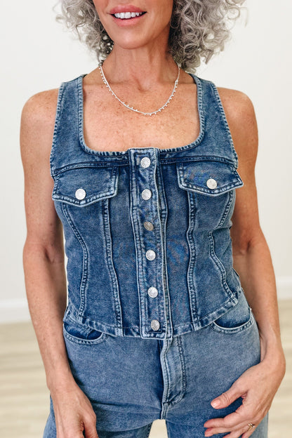 Buttoned & Bold Denim Vest - 2 Colors!