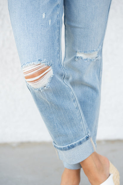 Judy Blue Star Struck Mid Rise Cuff Boyfriend Jeans *JB
