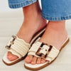 Leslie Tortoise Buckle Raffia Slide Sandals - Natural
