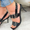 Ana Buckle Strap Heels - Black