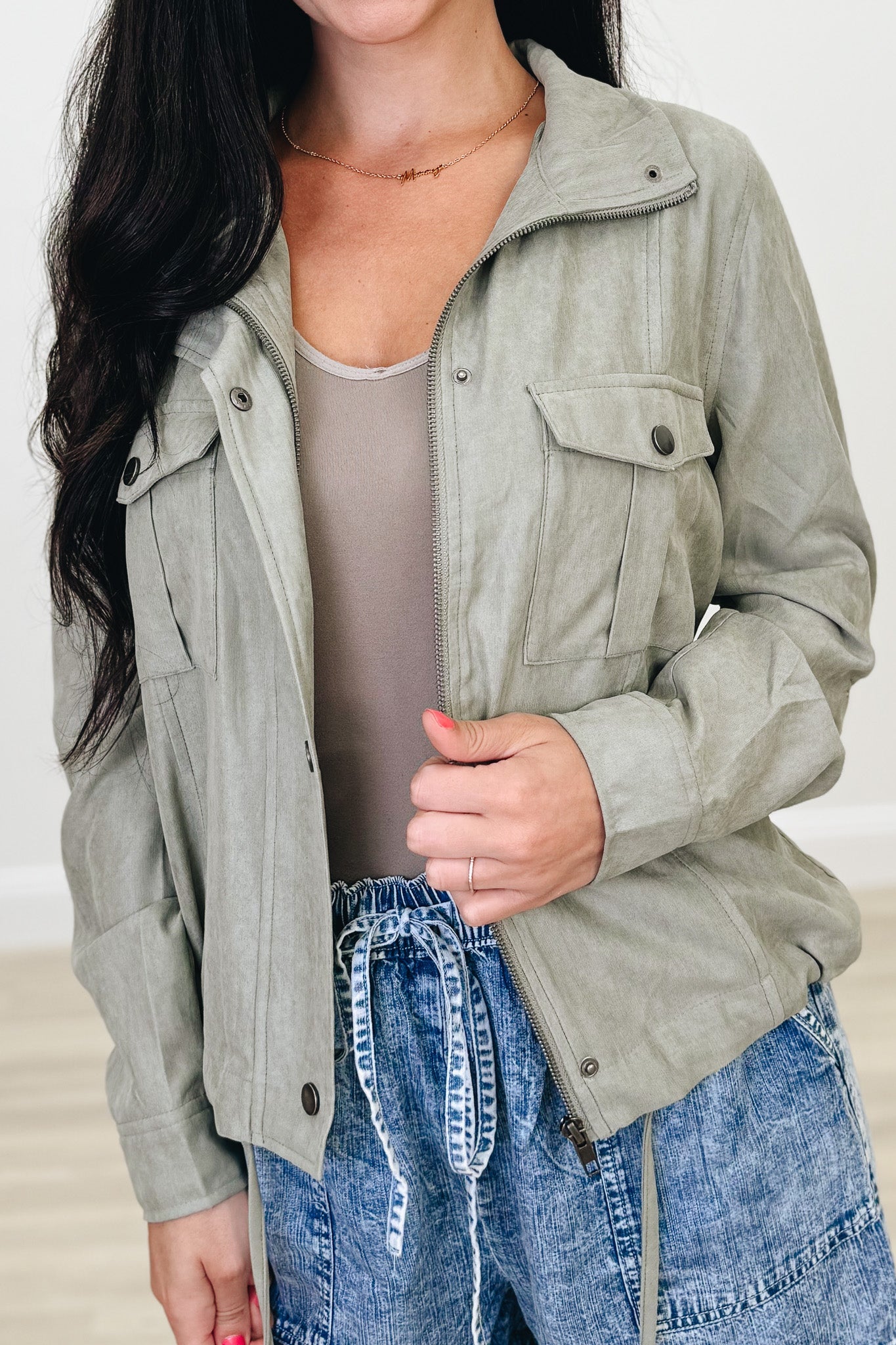 Be Cool Utility Jacket - Dusty Sage