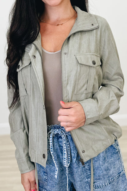 Be Cool Utility Jacket - Dusty Sage