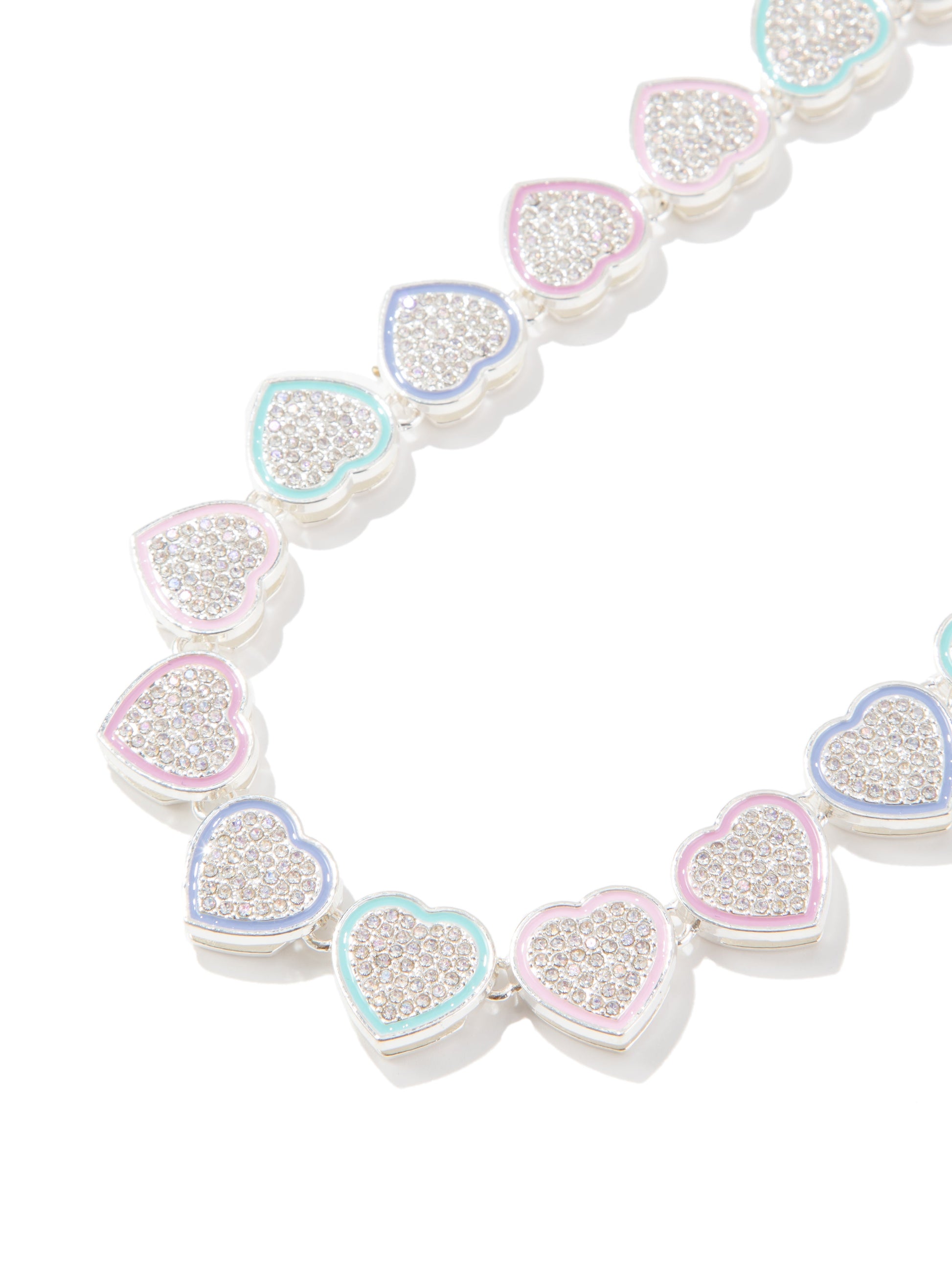 Sweetheart Necklace - Metallic Pearl White Pastel Multi