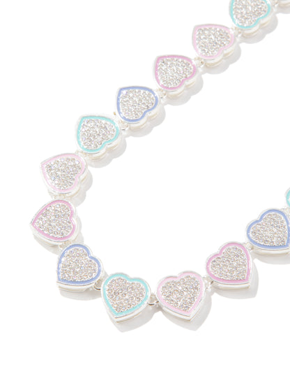 Sweetheart Necklace - Metallic Pearl White Pastel Multi