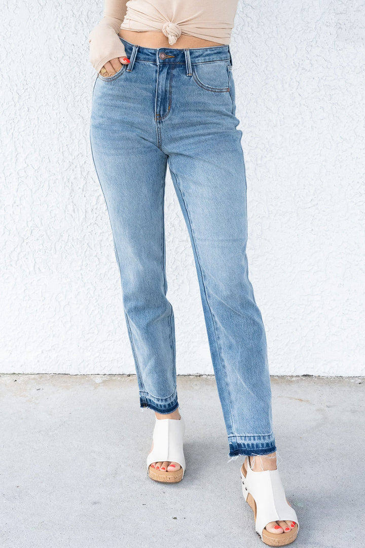 Becky By Judy Blue - Mid Rise Rigid Magic Release Hem Boyfriend Jeans *JB