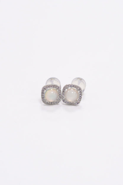 Opal Earrings - Silver Pink Opal