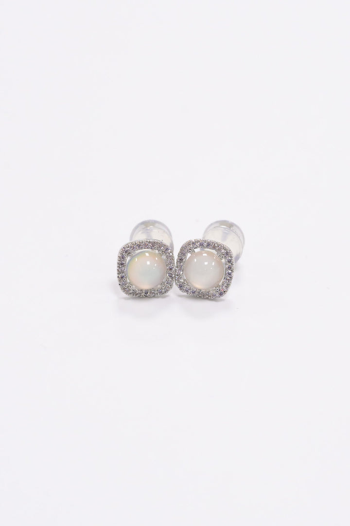 Opal Earrings - Silver Pink Opal