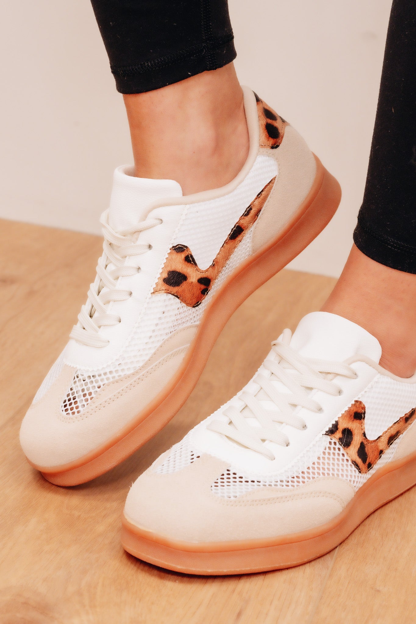 Wayne Lace Up Mesh Up Sneakers - Leopard
