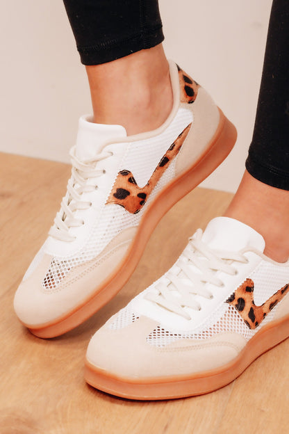 Wayne Lace Up Mesh Up Sneakers - Leopard
