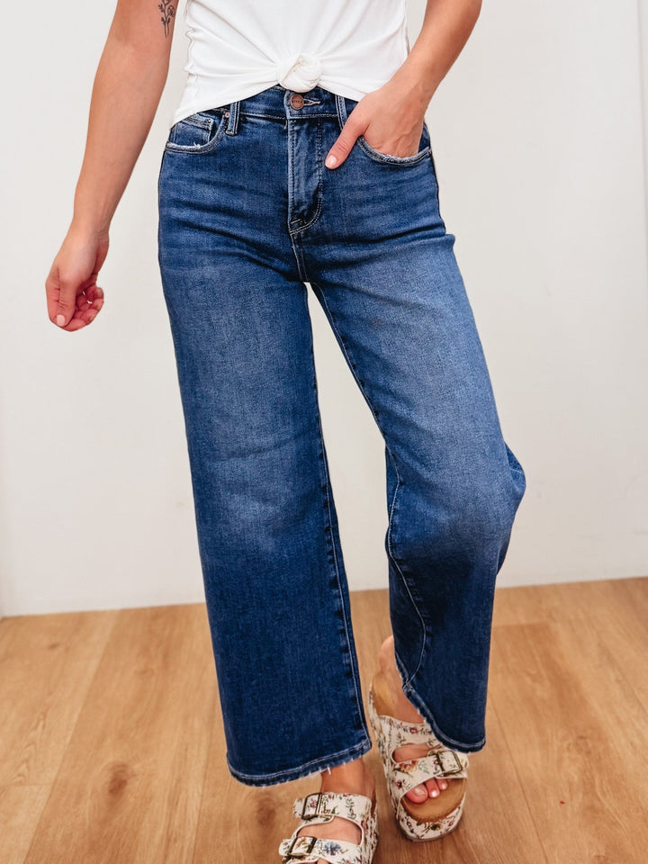 The Alice By Risen - High Rise Crop Wide Leg Jeans - Dark
