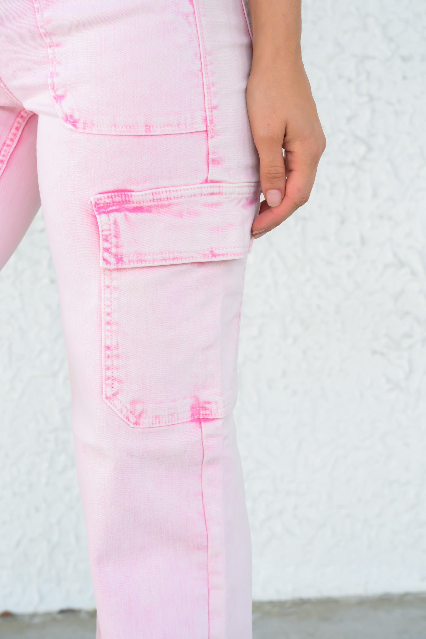 Gossip Girl By Risen - High Rise Wide Leg Cargo Jeans - Acid Pink