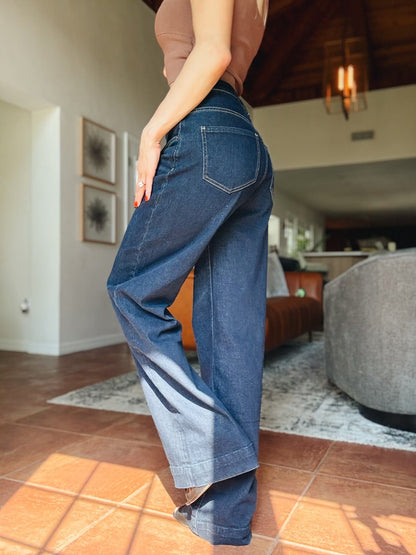 The Real Deal By Mica - High Rise Wide Leg Yoke Jeans