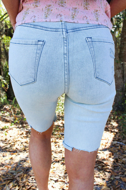 White Birch Ride With Style Bermuda Denim Shorts