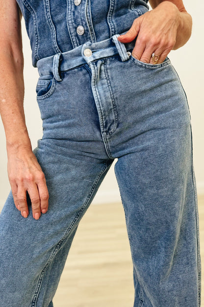 Buttoned & Bold By White Birch - High Rise Wide Leg Jeans - 2 Colors!