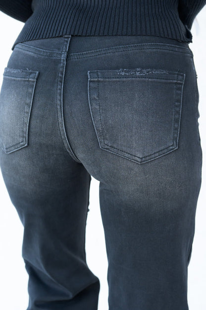 Rebel Girl By Risen - High Rise Black Distressed Wide Leg Jeans