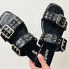 Robin Buckle Straps Flat Sandals - Black