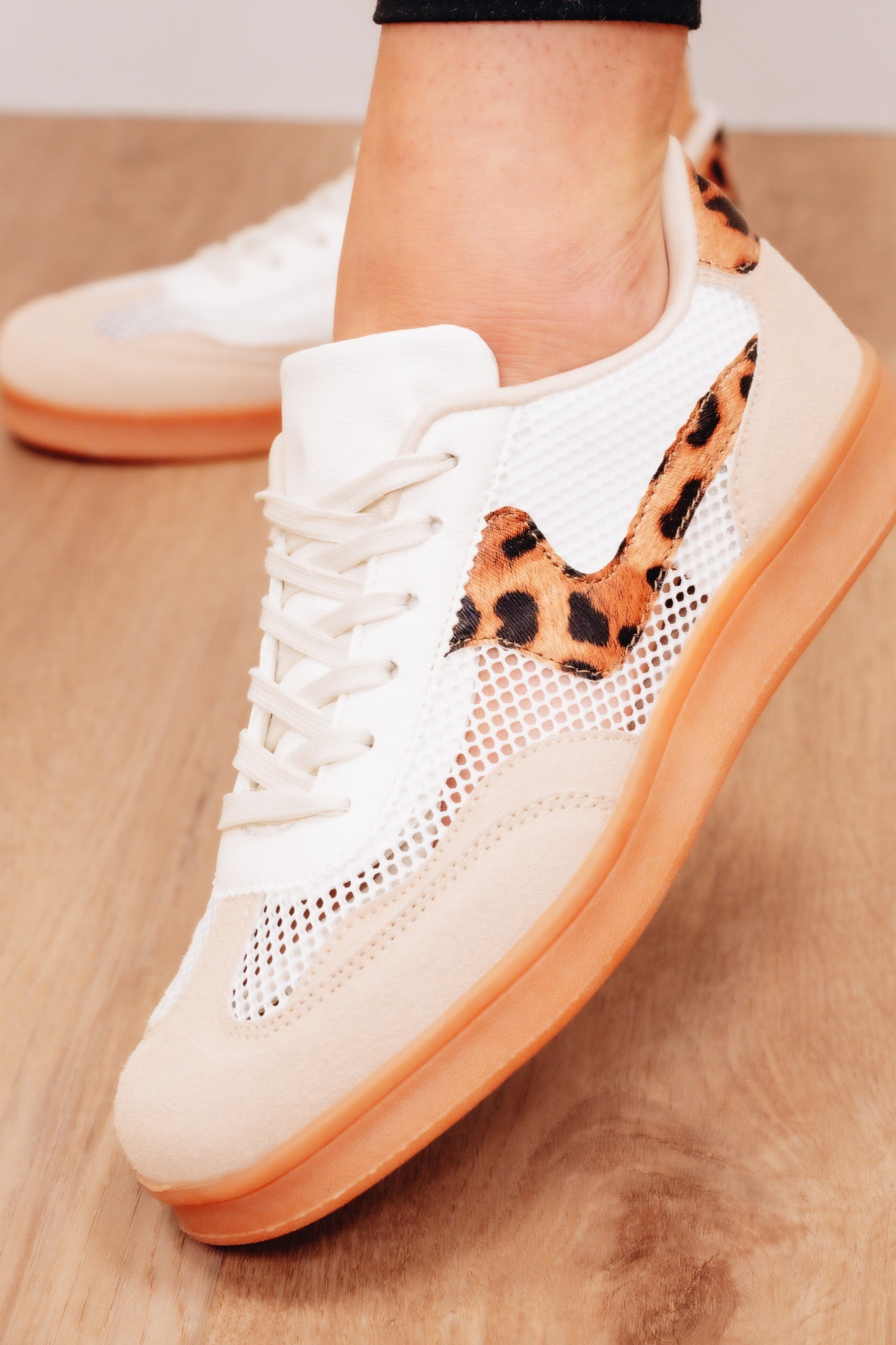 Wayne Lace Up Mesh Up Sneakers - Leopard