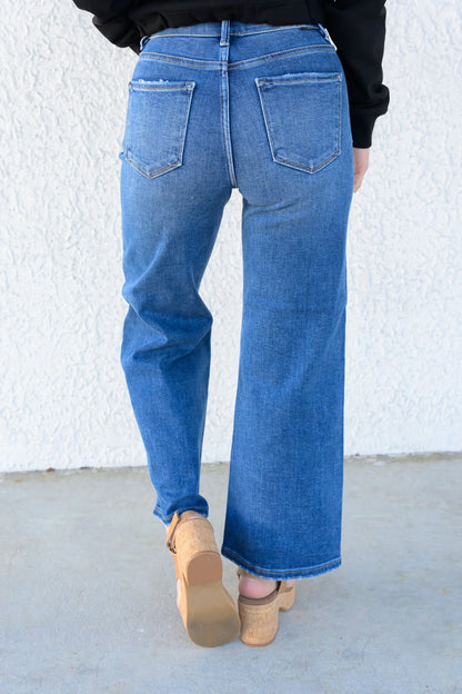 The Alice By Risen - High Rise Crop Wide Leg Jeans - Dark