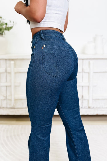 Center Of Attention By Judy Blue - High Rise Sparkle Flare Jeans - Dark - By Alexa Rae