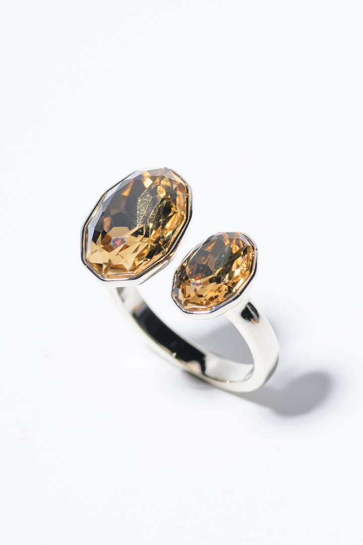 Sunday Bloom Ring Double Oval - Metallic Linen Caramel