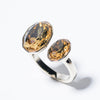 Sunday Bloom Ring Double Oval - Metallic Linen Caramel