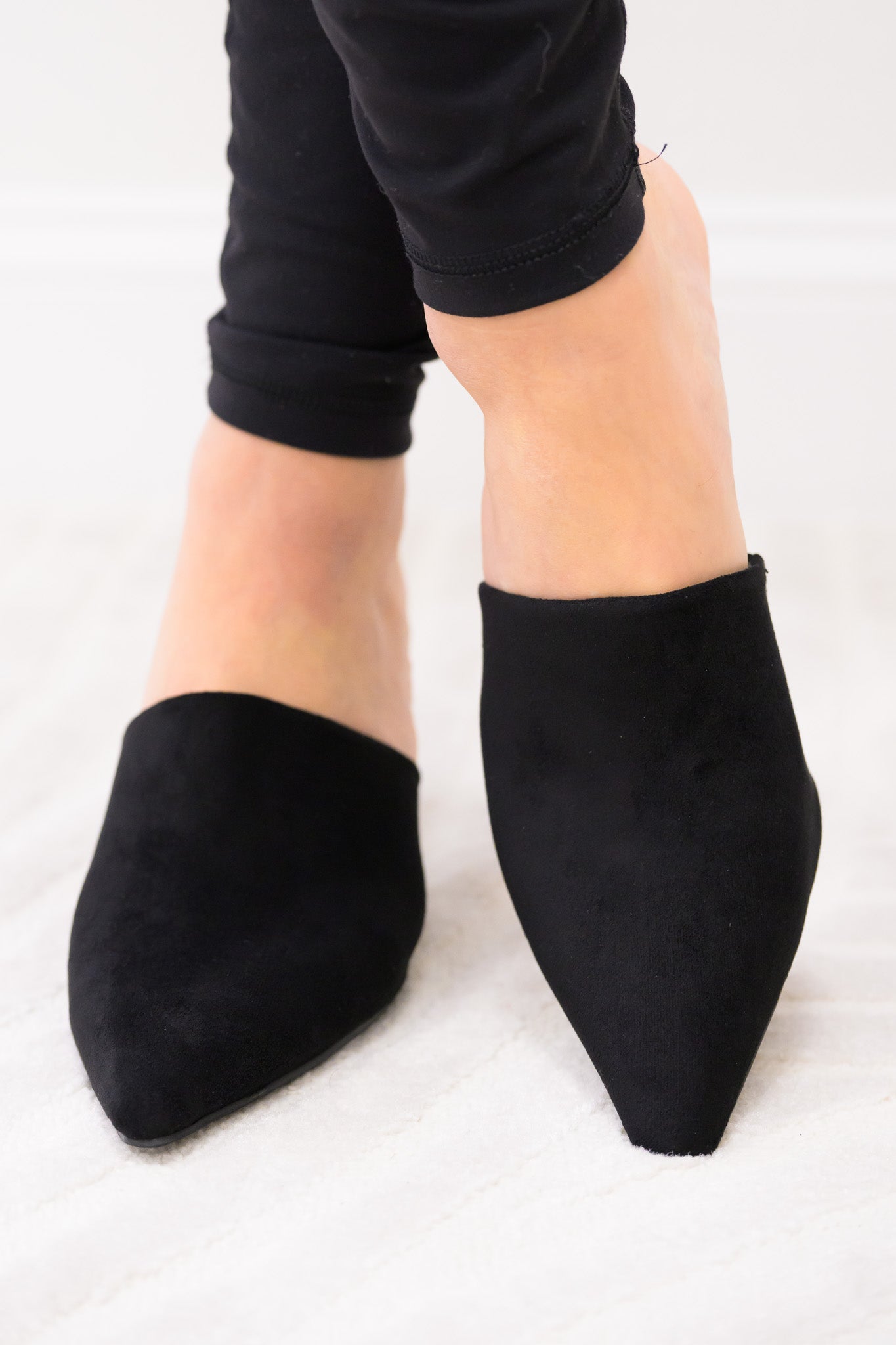 Trinee Pointed Toe Kitten Heels - Black