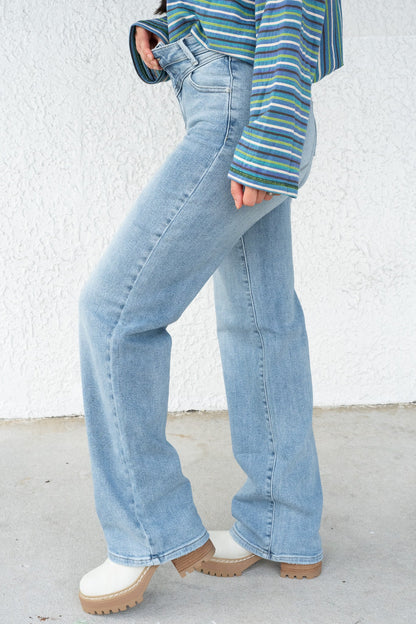 Judy Blue Wild Cherry High Rise Retro Wide Leg Jeans