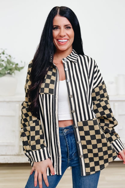 Checker Stripe Shacket - By Alexa Rae