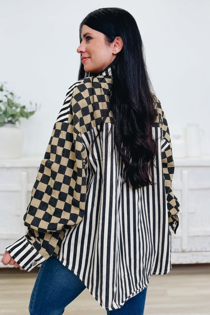 Checker Stripe Shacket - By Alexa Rae