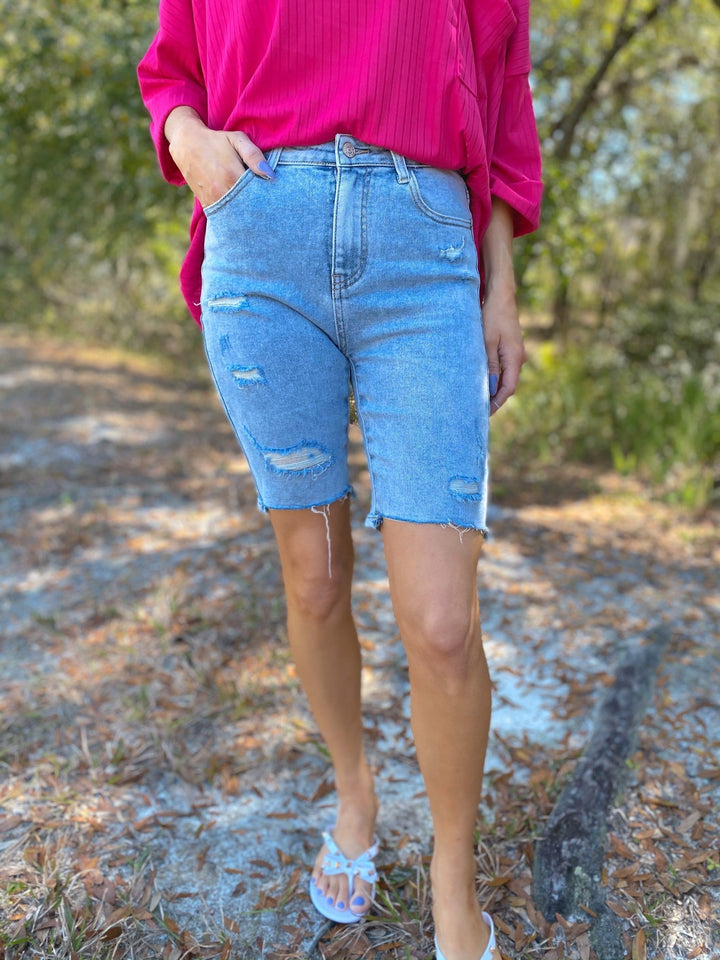 White Birch Rising Star Denim Bermuda Shorts