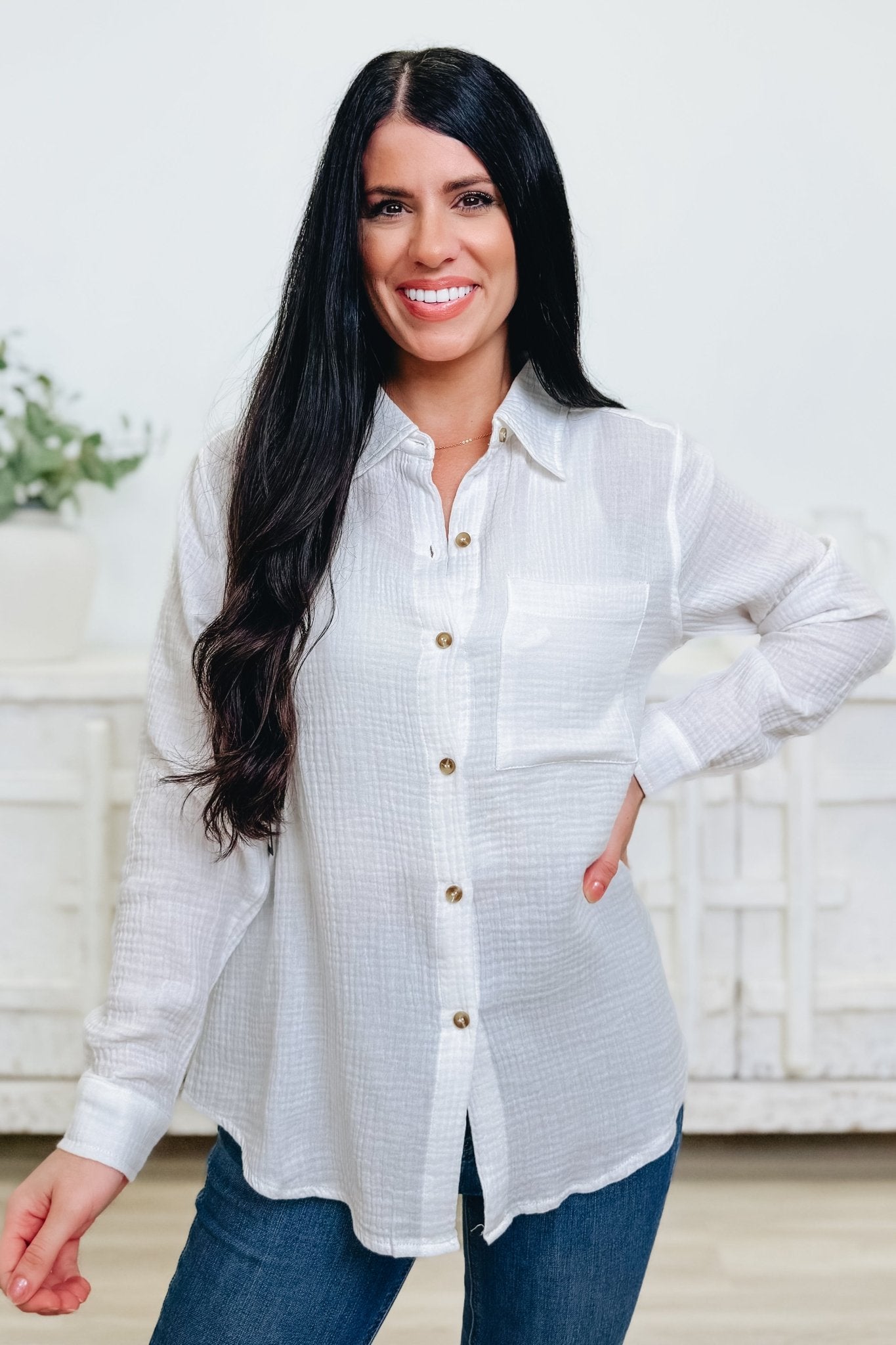 Come Rest On Us Button Down Top - By Alexa Rae