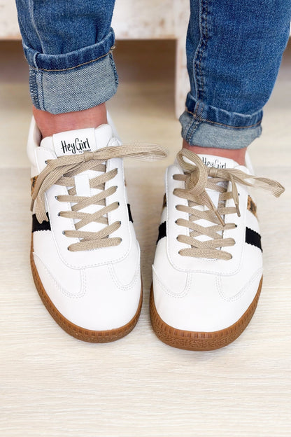 Corky's Heads Up Sneaker - White Leopard Combo - By Alexa Rae