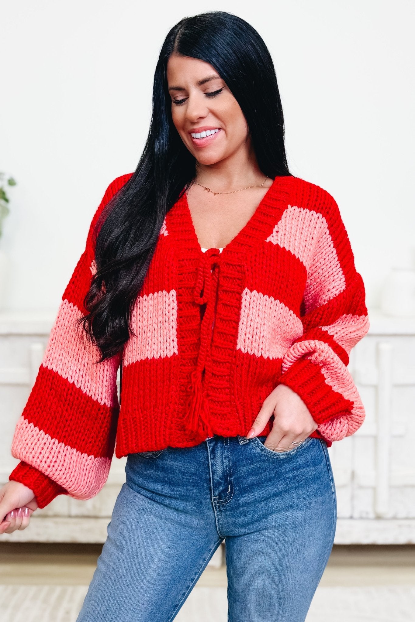 Cupid's Cutie Stripe Tie Sweater - By Alexa Rae