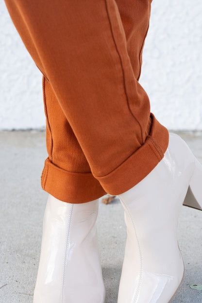 Icing On The Cake By Judy Blue - Auburn Orange Double Cuff Joggers
