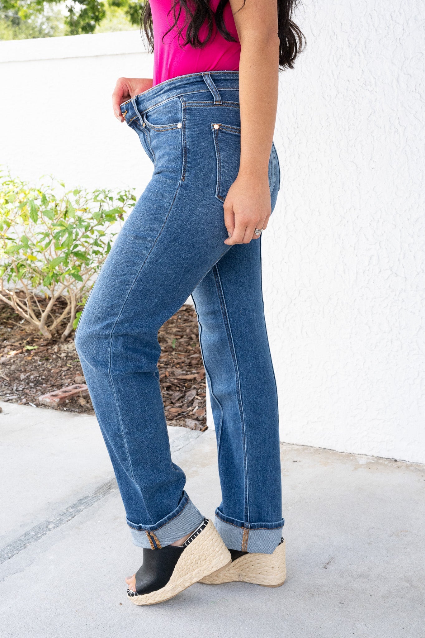 Judy Blue Sweet Cheeks High Rise Cuffed Straight Jeans
