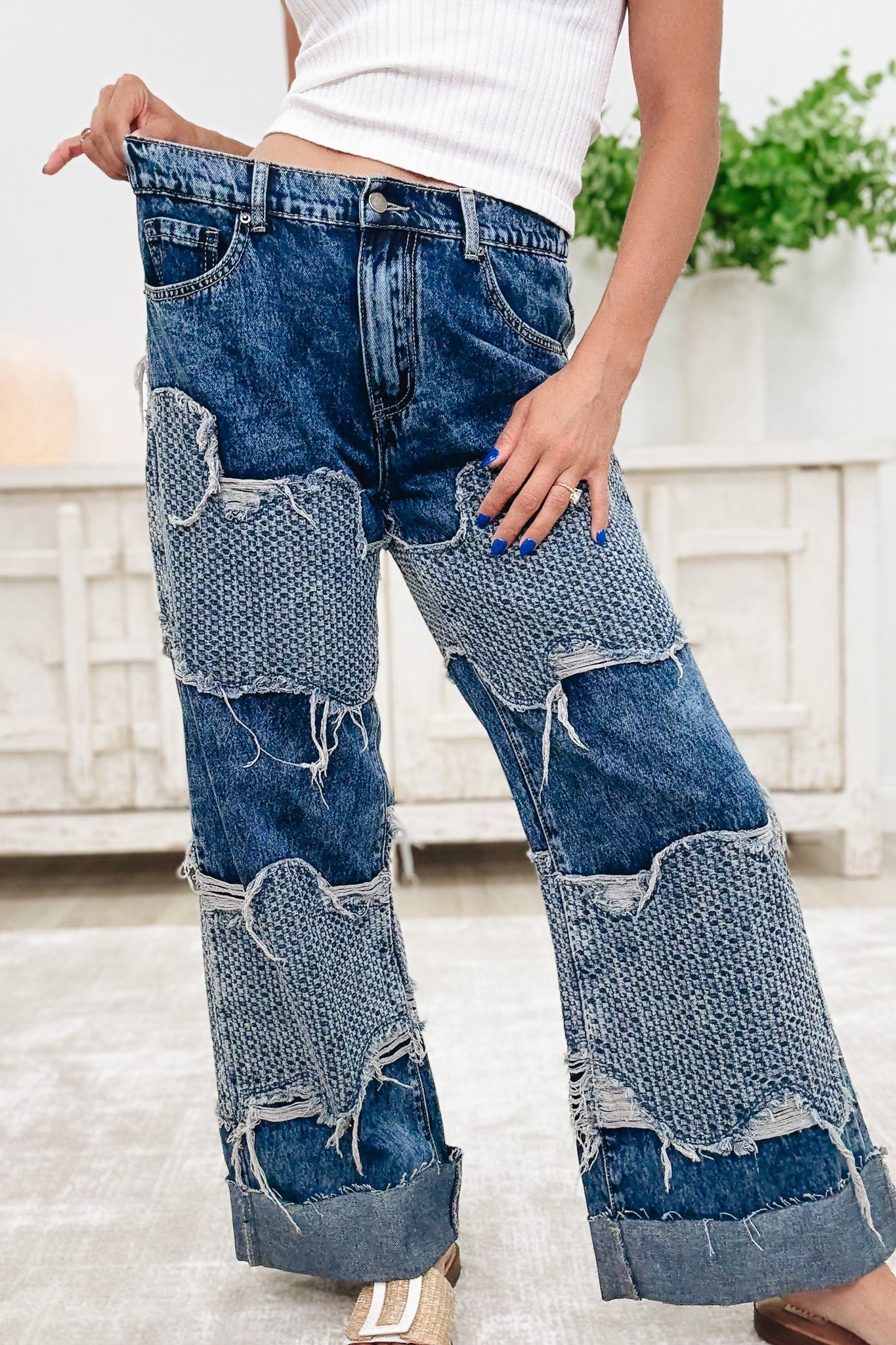 Wavy Baby Wide Leg Jeans - Denim