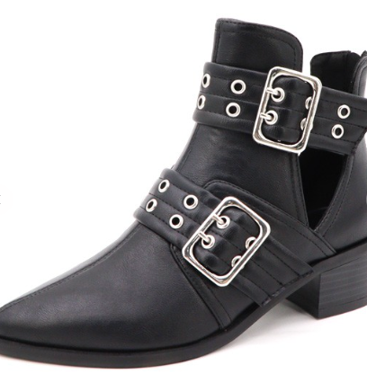Oliver Buckle Strap Booties - Black