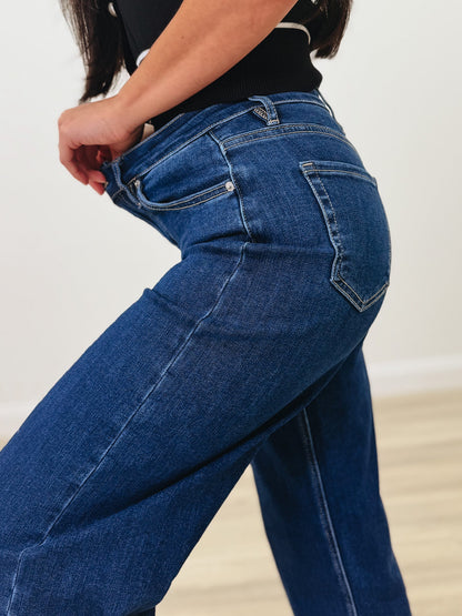 Sunshine State Of Mind By Mica - High Rise Wide Leg Capri Jeans- Rhino