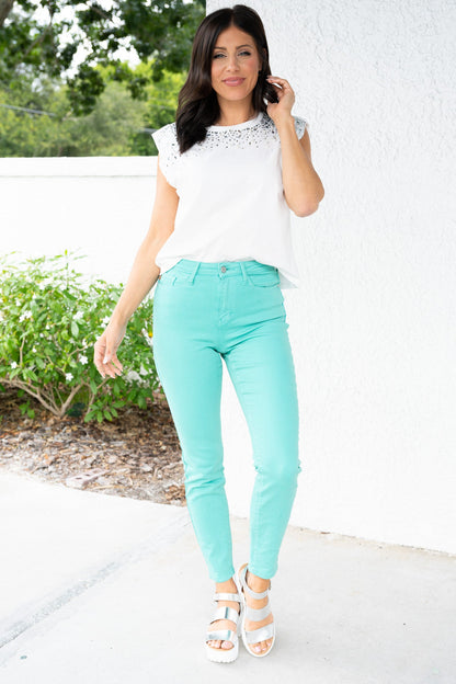 Judy Blue Line 'Em Up High Rise Garment Dyed Slim Jeans *JB