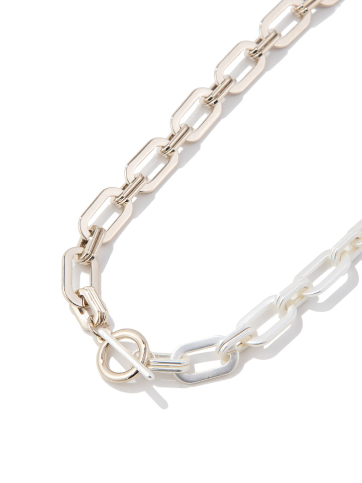 Two Roads Necklace - Metallic Pearl White Linen Mix