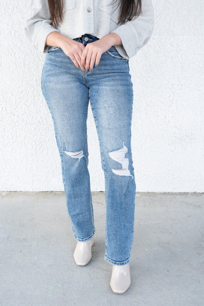 Down By The Bay By Lovervet - High Rise Destress Straight Jeans