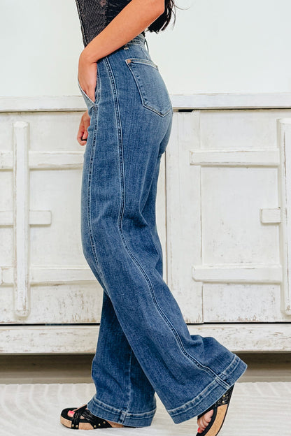 Watch Me Work By Judy Blue - High Rise Wide Leg Jeans - Medium