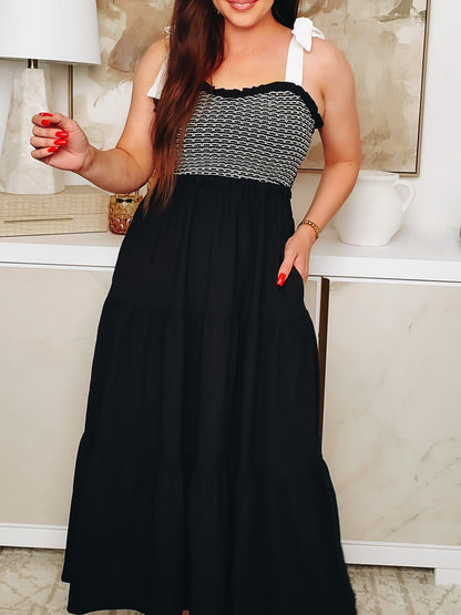 Direct & Reflect Tiered Midi Dress