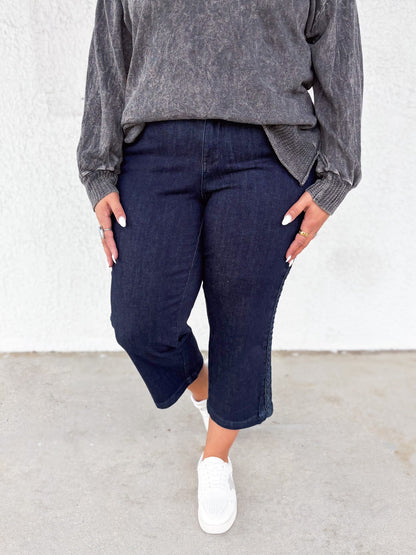 Weave With It By Judy Blue - High Rise Crop Wide Leg Jeans