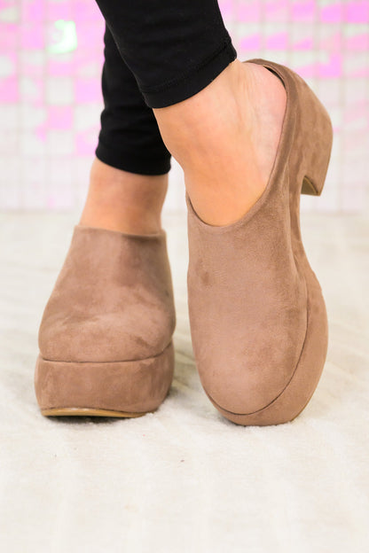 Shu Shop Frankie Chunky Mules - Taupe Suede