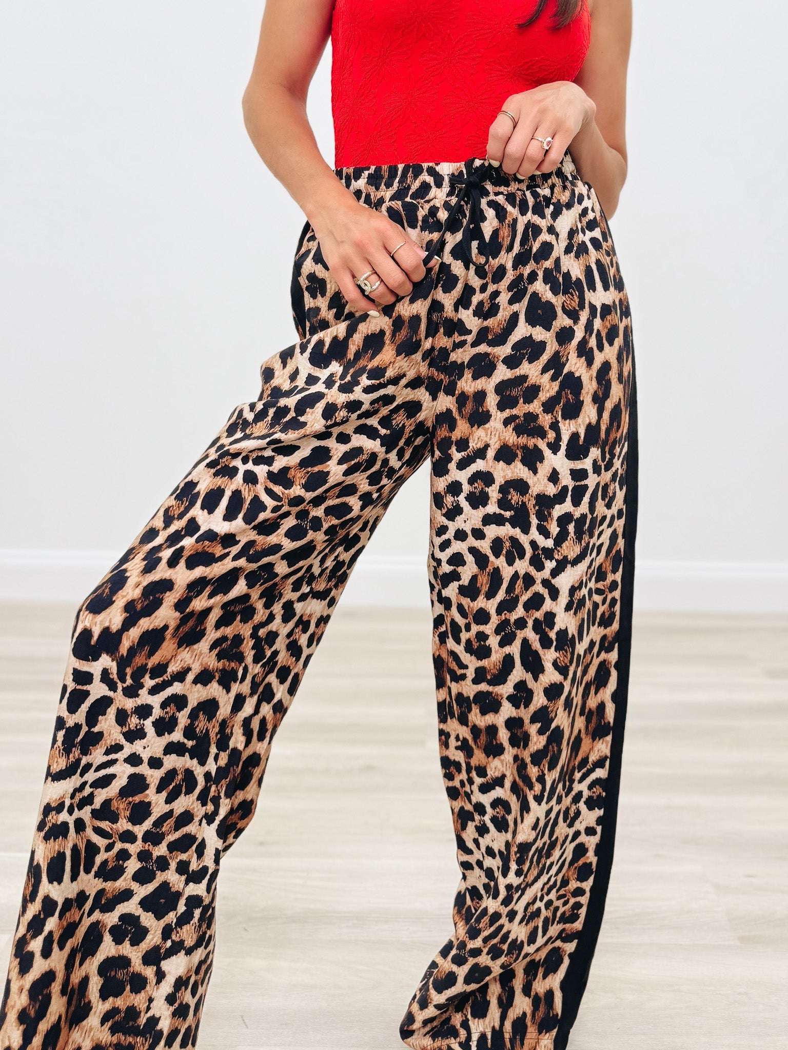 Spot On Style Leopard Track Pants - Brown