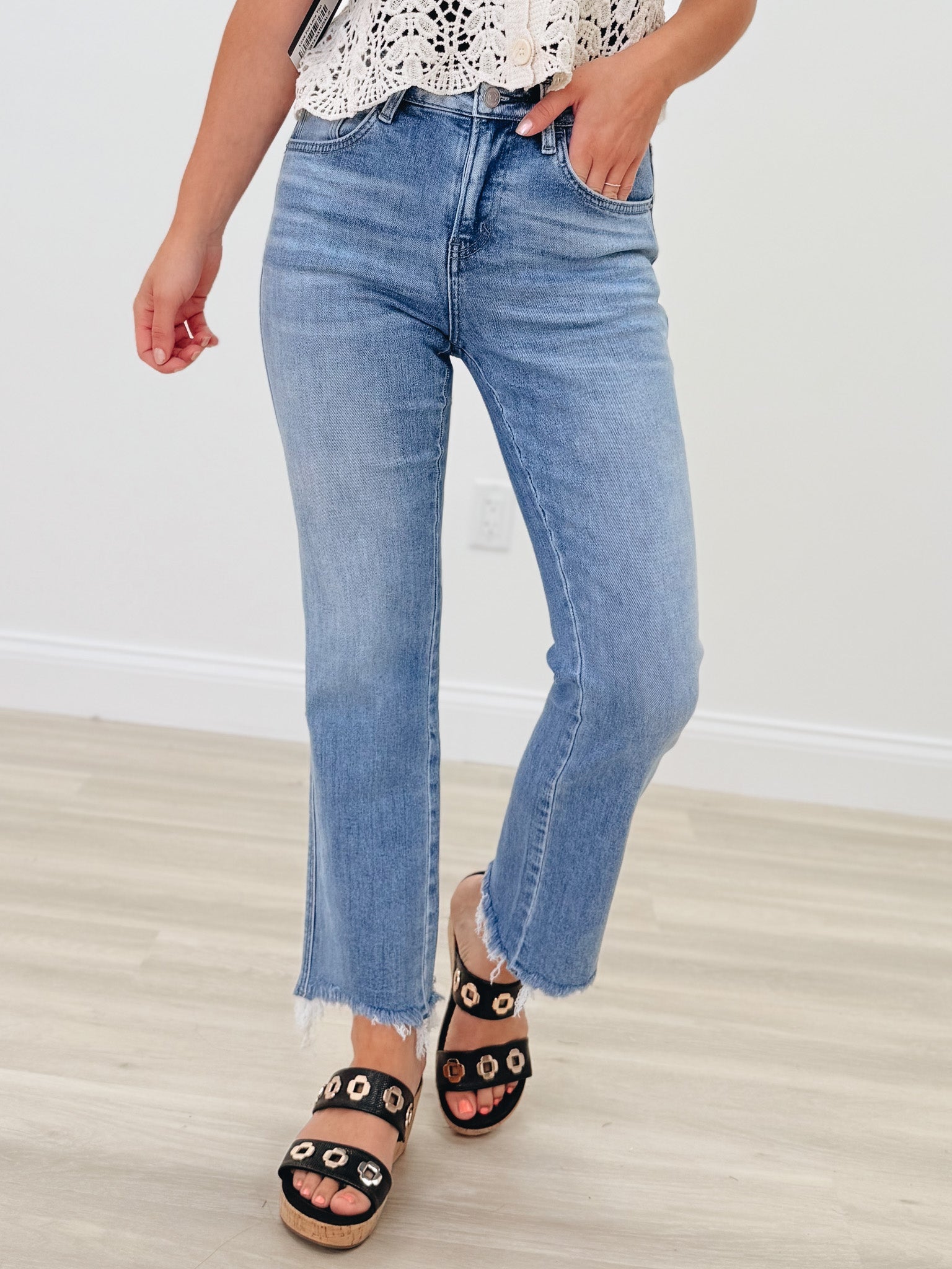 Places You'll Go By Mica - High Rise Raw Hem Jeans