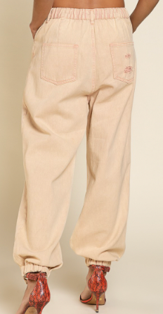 Perfection Denim Joggers - Pink Beige