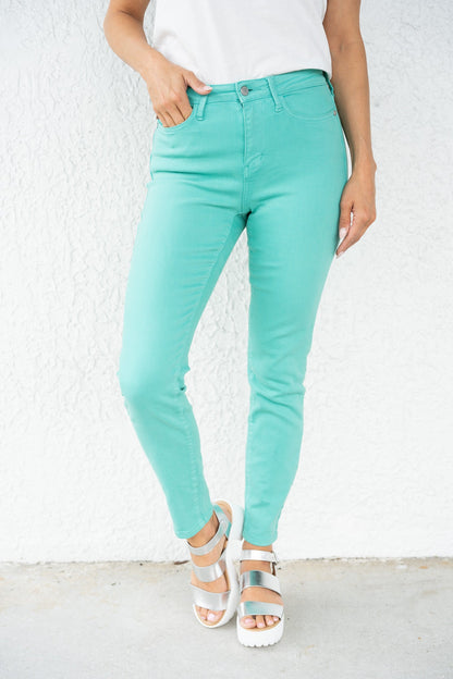 Judy Blue Line 'Em Up High Rise Garment Dyed Slim Jeans *JB